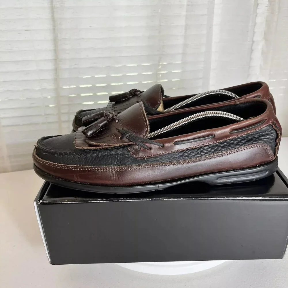 Sperry Tremont Loafers Boat Shoes Mens Size‎ 11.5 M Two-Tone Brown / Black GUC!